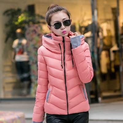 女短款修身连帽羽绒棉衣 C2019新款女士羽绒服爆款韩版棉衣女短款连帽冬季棉服修身外套